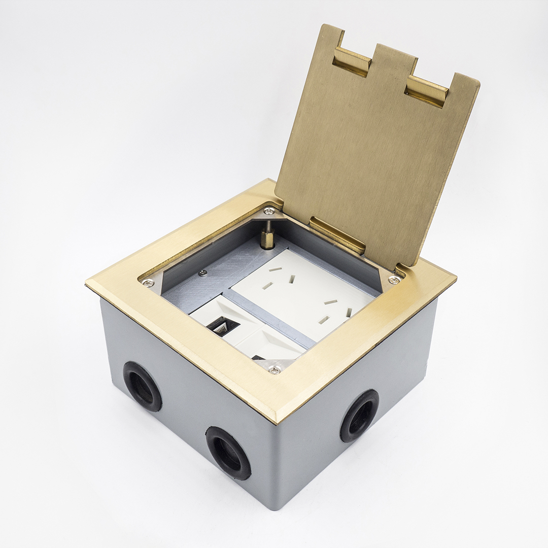 CAJA EMBUTIR PISO METALICA BRONCE P 8 MODULOS