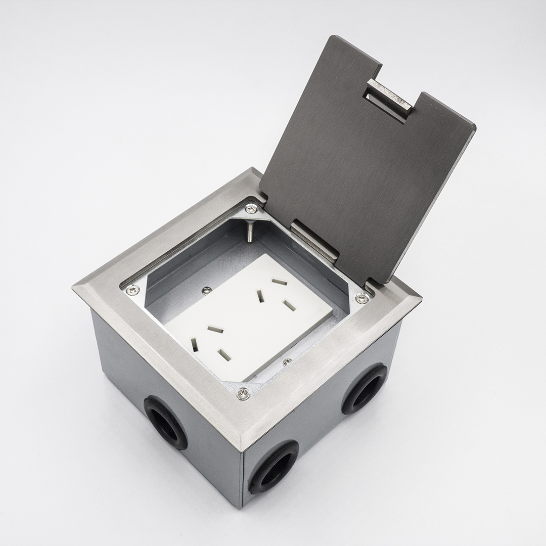 CAJA EMBUTIR PISO METALICA ACERO P 4 MODULOS