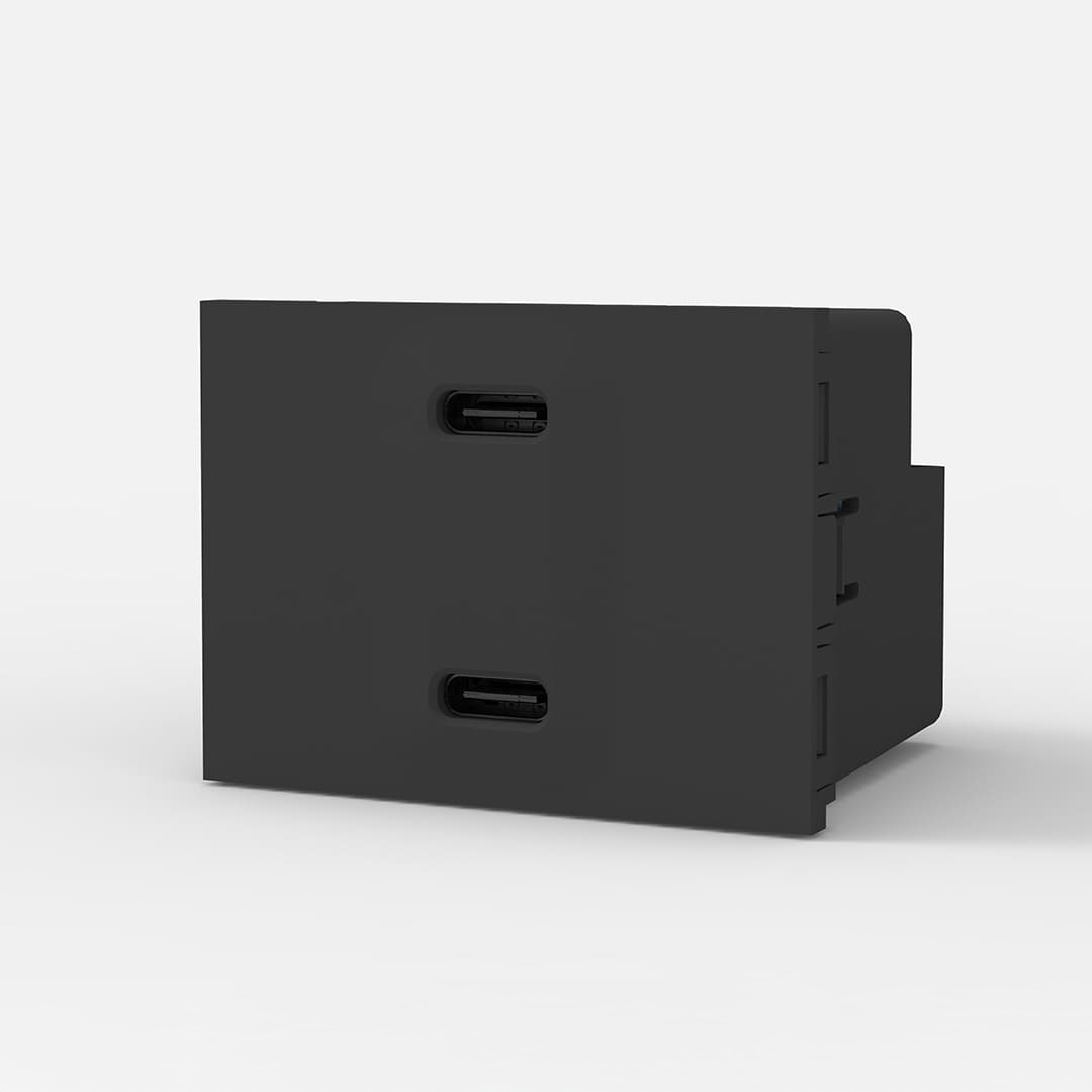 MÓDULO CARGADOR  USB DOBLE C+C GRIS