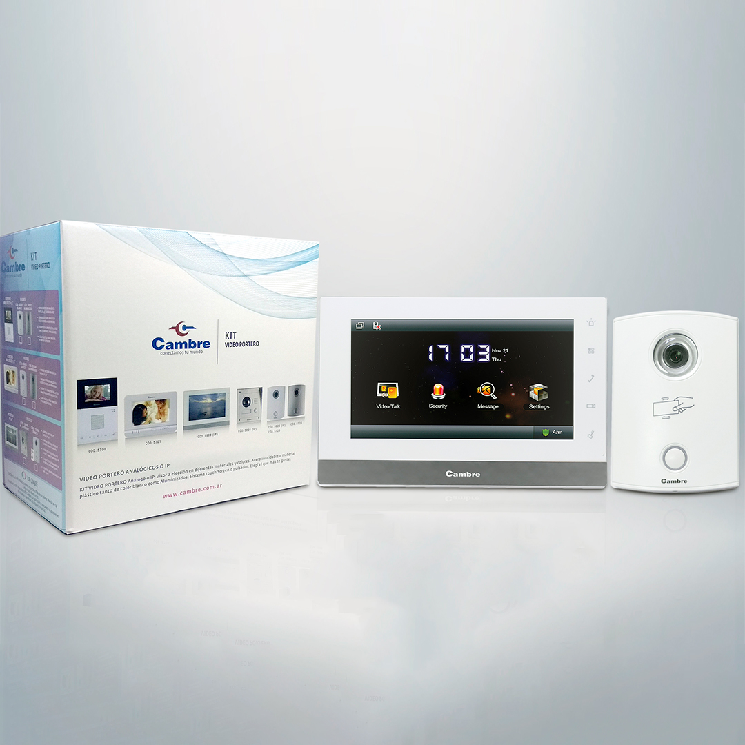 KIT PORTERO VISOR IP 7.0'' FRENTE BCO C/SEN P/TARJ